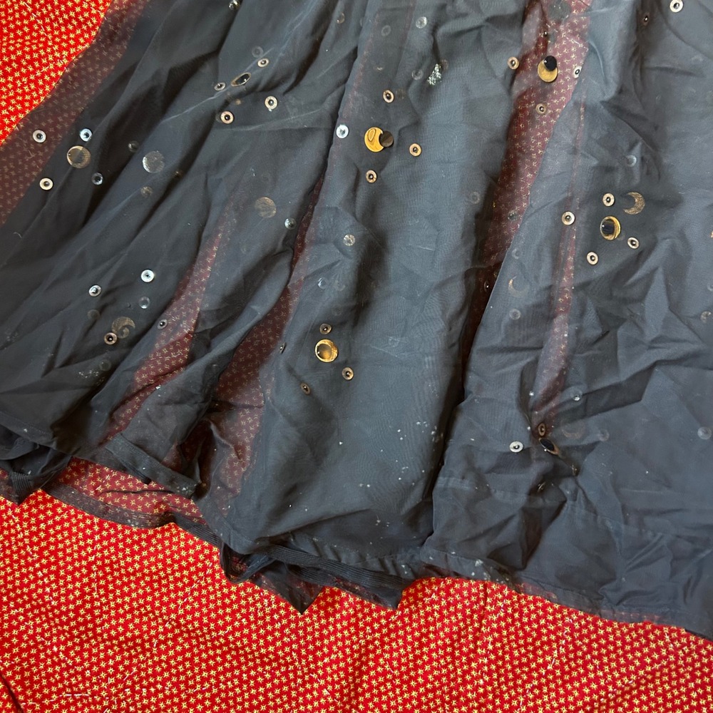 Antique 1940s Dacron art deco sequin sheer black maxi length dress - Picture 8 of 8
